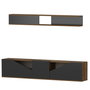 Hanah Home Mueble de TV Nogal y Negro con Estante de Pared